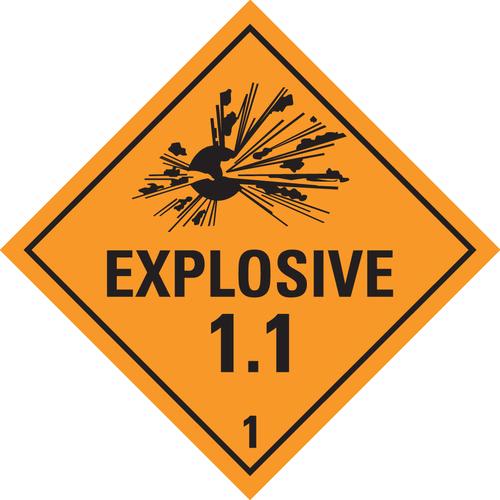 Hazardous Substances Label | Explosives 1.1 1 W250mm x H250mm (Single Sided)