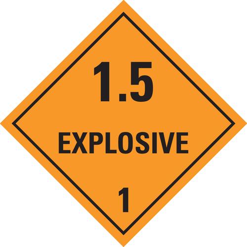 Dangerous Goods Label | 1.5 Explosive 1 W100mm x H100mm (Roll of 500)