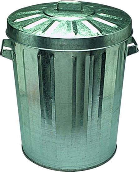 Stylish and durable 60L galvanised rubbish bin, ideal for indoor/outdoor use with a standard lid to contain odors.