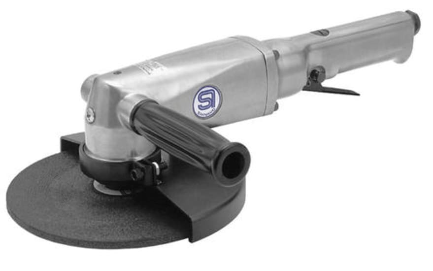 7" Shinano Si-2600L Angle Grinder with 1200W motor, lightweight design, and ergonomic handle for precision grinding tasks.