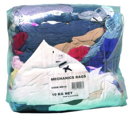 Cotton T-Shirt Coloured Rags in a 200kg bulk pack, soft, absorbent rags ideal for cleaning and maintenance tasks.