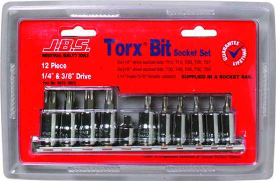 JBS 12 Piece Torx Socket Set 1/4" & 3/8" (Each)