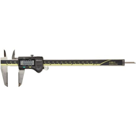 MITUTOYO Digital Caliper 6"/150mm with a precision display, features zero setting, error alarms, and a data output port.