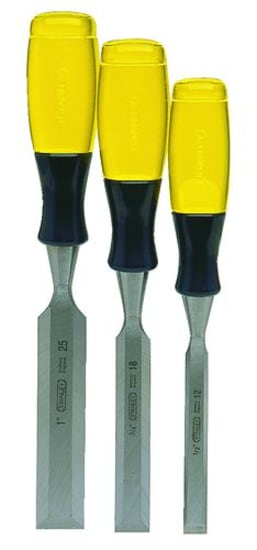 Three-piece SET CHISEL THRU-TANG FATMAX set featuring ergonomic handles and high-quality steel for precision woodworking tasks.