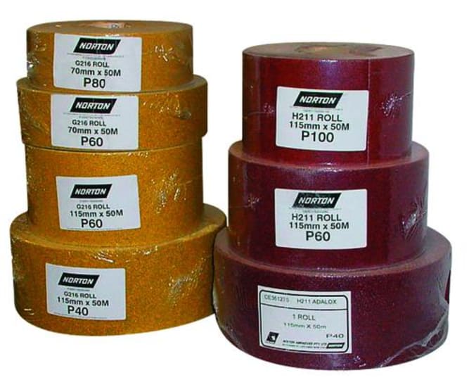 Norton Paper Backed RoolsH259 150 grit sanding roll, 115 x 50mm, ideal for hand and machine sanding on wood and metal.