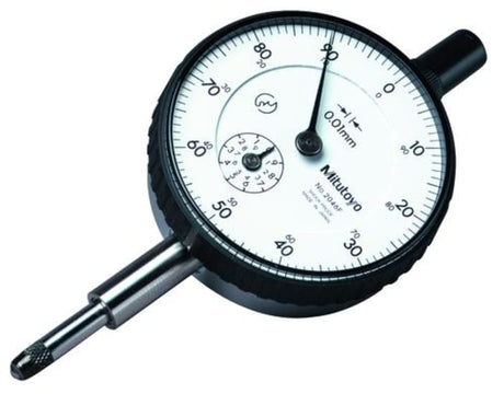 MITUTOYO Dial Indicator 0.5" x 0.001" 2414S with durable stainless steel, clear graduations, and O-ring seal for precision measurements.