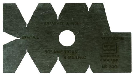 Moore and Wright 200R screw cutting gauge showcasing various angles for precision screw thread measurement in durable design.