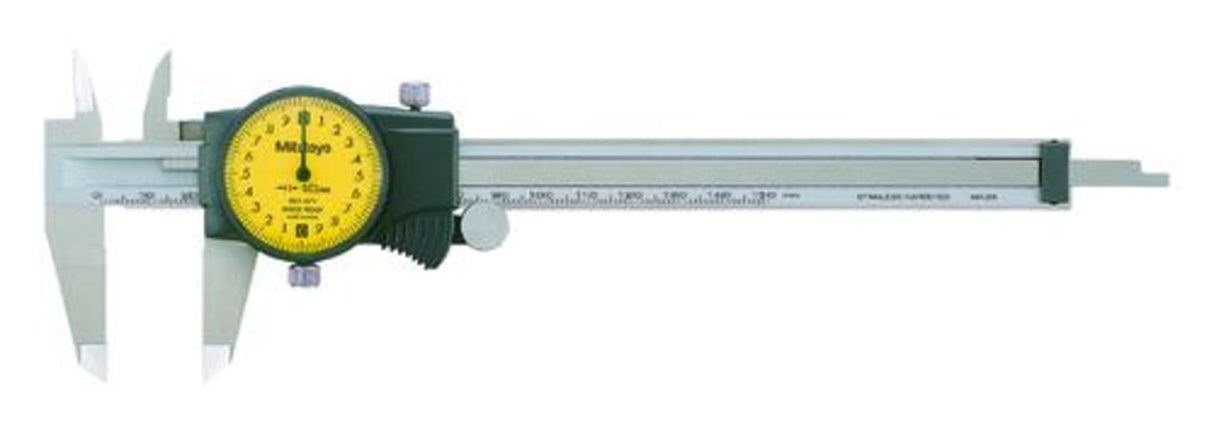 MITUTOYO Dial Caliper 200mm with precision measurement for engineers, featuring a satin chrome finish and durable stainless steel construction.