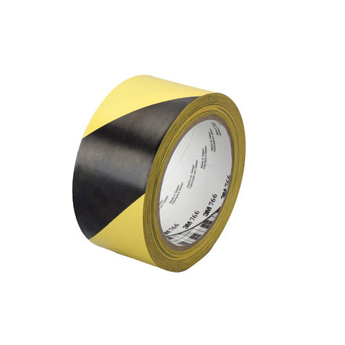 3M Hazard Warning Tape 766 Black/Yellow Stripe 50mm x 33m (Roll)