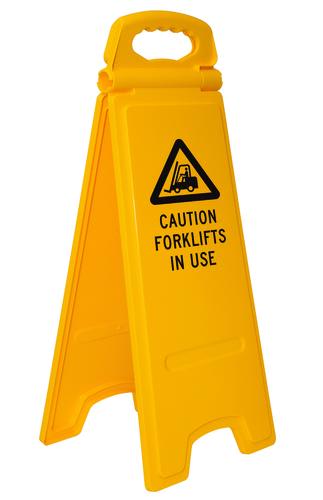 Floor Stand Sign, Prem | Warning Forklifts In Use H670mm - Standard