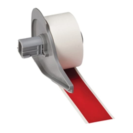 BMP71 red vinyl tape, 25mm x 15m, for DIY and industrial use, resistant to grease, oil, and chemicals, suitable for varied surfaces.