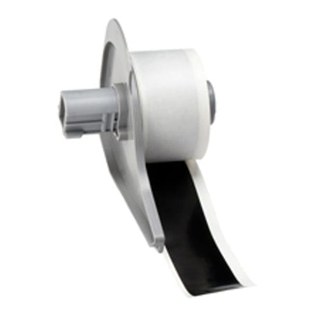 High-performance BMP71 black vinyl tape, 25mm wide, adheres to various surfaces, durable in extreme temperatures, 15m long.