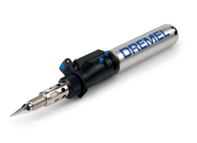 Dremel Versatip gas torch, a versatile 6-in-1 tool for soldering, pyrography, and cutting, featuring interchangeable design tips.