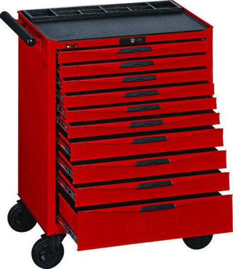 Teng 10 Drawer 8-Series Roller Cabinet in red with durable construction, lockable drawers, and easy mobility features.