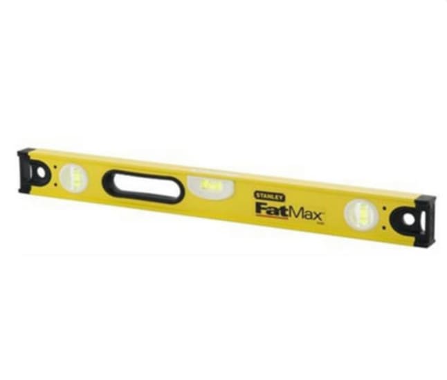 900mm Stanley FatMax spirit level with vibrant vials, sturdy aluminum for precision leveling in DIY and construction projects.