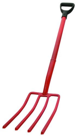 Durable Steel Contractors Digging Fork with four tynes for effective soil breaking and aeration, designed for professionals and gardeners.