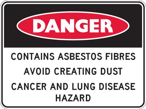 Danger Sign | Contains Asbestos Fibre W300mm x H225mm (Single Sided) - Standard