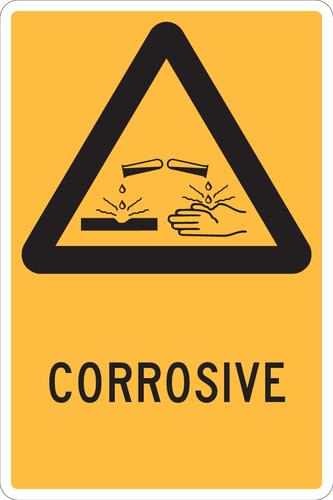 Warning Sign | Corrosive and Pictogram W300mm x H450mm (Single Sided) - Standard