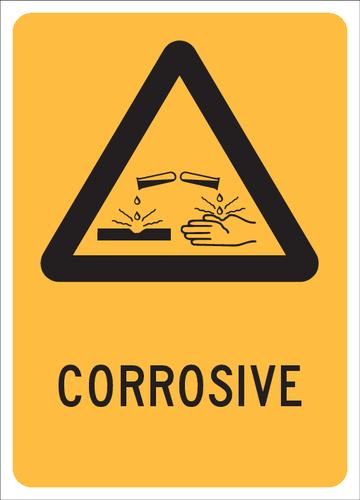 Warning Sign | Corrosive and Pictogram W180mm x H250mm (Single Sided) - Standard