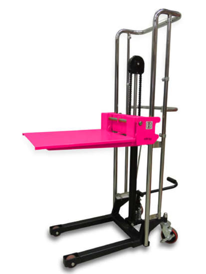 Challenger Manual Lifter Trolley designed for efficient material handling, with adjustable fork tynes, 400 kg capacity, and safety features.
