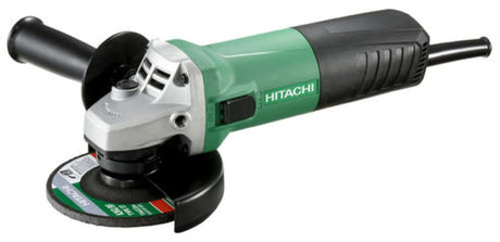 HiKOKI 730W 115mm Heavy Duty Angle Grinder with spindle lock, strong alloy gearbox, and ergonomic handle for precision tasks.