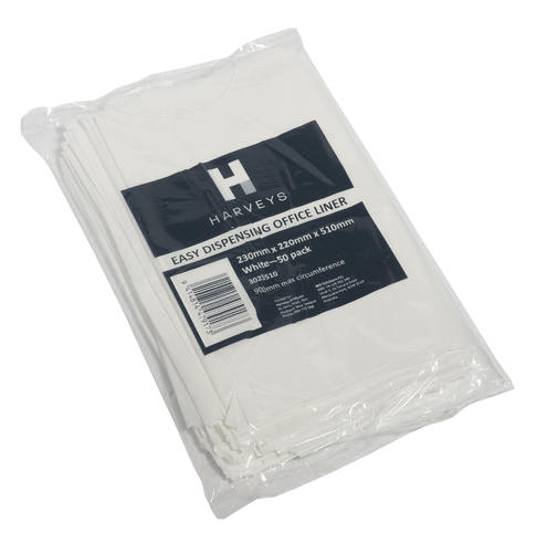 Harveys Refuse Bag - White Office Liner 15 litre 230 x 220 x 510mm 50 (Pack)