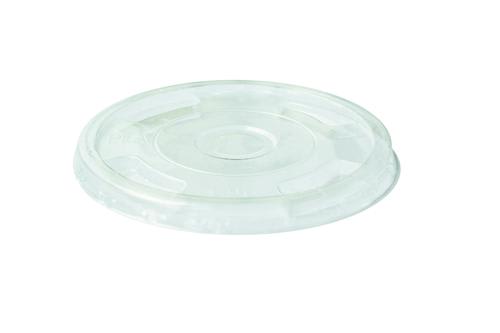 BioPak Clear PLA Flat BioCup Lid Half Moon Slot 300-700ml 100 (Pack)
