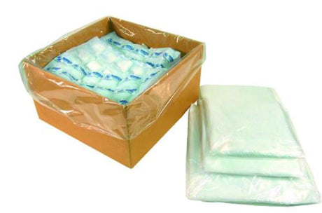 Durable natural plastic bags (35mu, 750x375x1650mm) in a case of 100, ideal for secure food and product packaging.