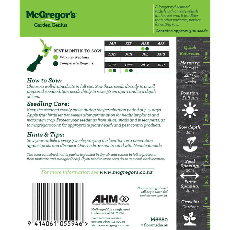 Mcgregors Vegetable Seeds Radish French Breakfast