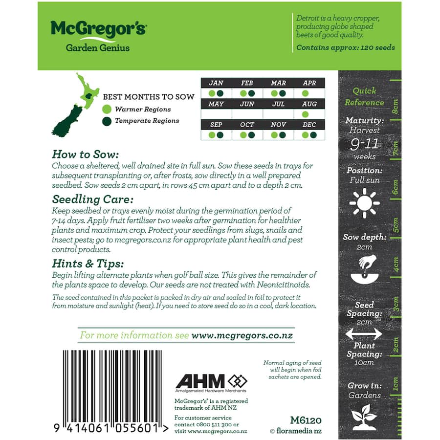 Mcgregors Vegetable Seeds Beetroot Detroit Dark Red