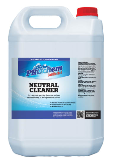Prochem Neutral Cleaner in a 5L container, a biodegradable detergent for effective floor care without damaging finishes.
