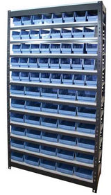 Rivet Bin Shelving Unit With 70 Storage Bins - 12 Shelf  -  600kg (Each)