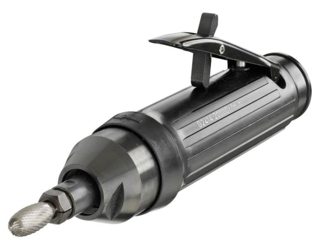 Atlas Copco Straight Air Die Grinder G2414-S200 featuring durable aluminum housing, speed governor, and low vibration design for precision work.