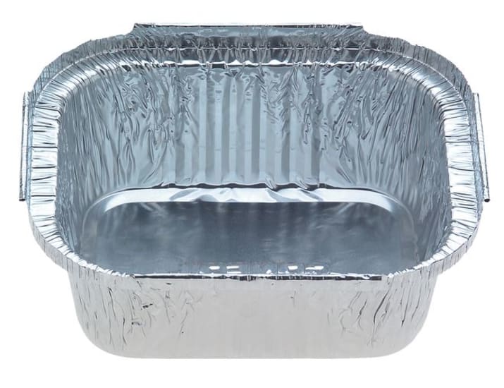 Small deep oblong foil food tray, 7114-133, ideal for food storage and presentation, 900 trays per case, recyclable.