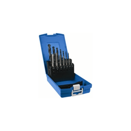 Sutton Tap & Drill Set 14PC with various taps and drills for precision drilling and tapping in metal, wood, and plastic.