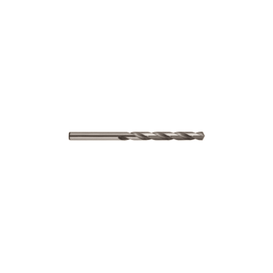 High-speed steel drill bit, 1/8 inch, with Blackjet coating for reduced friction and versatile drilling in metal, wood, and plastic.