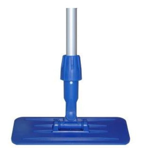 Swivel scourer pad holder with durable plastic and 1.4m alloy handle for efficient cleaning in hard-to-reach areas.