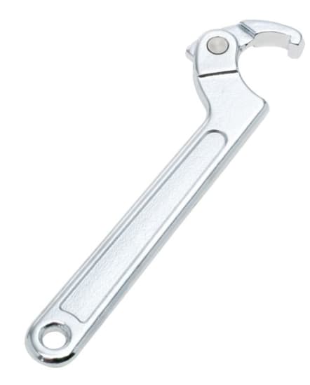 Toledo Wrench C-Hook with adjustable hinged jaws, crafted from durable vanadium steel, perfect for automotive and plumbing tasks.