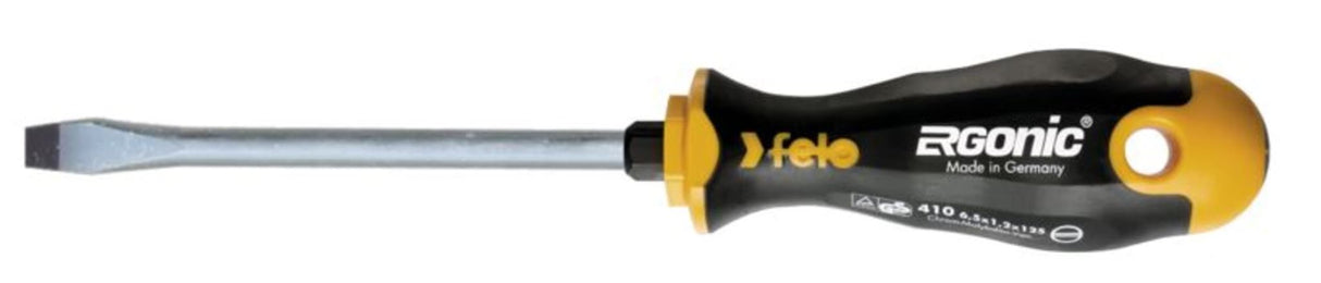 Felo Round Blade Standard Tip Screwdriver 3.0X80MM, ergonomic design, anti-roll handle, ideal for precision tasks and comfort.