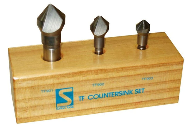 3 Flute Countersink Set TF3, designed for precise countersinking in wood, metal, and plastic with smooth cutting action.