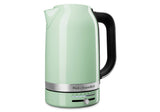 Electric kettle in Empire Pistachio color, featuring variable temperature control and a sleek metal design for precise brewing.