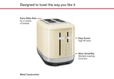 Almond Cream KitchenAid 2 Slice Toaster with extra wide slots and 7 shade settings for perfect toast every time.