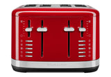 4 Slice KitchenAid Toaster in Empire Red with extra wide slots, 7 shade settings, and removable crumb tray for easy cleanup.