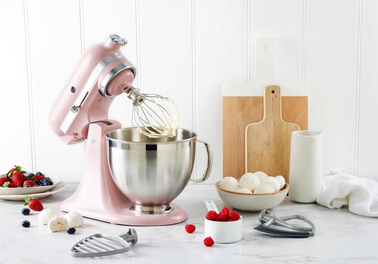 Artisan Tilt Head Stand Mixer in Dried Rose with 4.7L capacity, 10 speeds, and versatile attachment hub for culinary creativity.