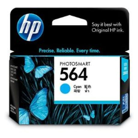 Cyan ink cartridge for HP printers delivering vibrant colors, quick-drying, and high-quality photo and document printing.