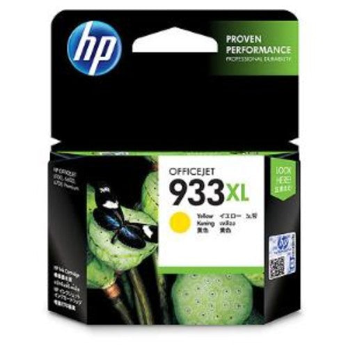 High-capacity HP 933XL yellow ink cartridge for vibrant prints, yielding up to 825 pages, ideal for home and business use.