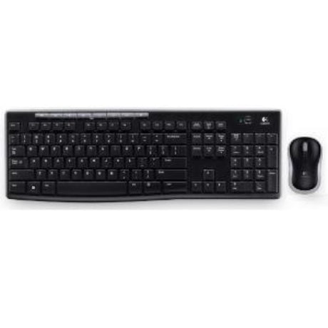 Logitech MK270r Wireless Keyboard and Mouse Combo with nano receiver, 10m range, and eight shortcut keys for easy access.