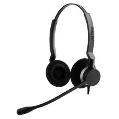 Jabra BIZ 2300 QD Headset: wired, binaural design with noise-cancelling mic, perfect for contact center clarity and comfort.