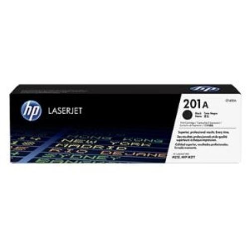 HP 201A black toner cartridge for LaserJet printers, yields 1500 pages, ensures professional-quality printing.