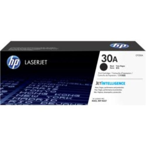 HP 30A Black Laser Toner Cartridge, prints 1600 pages, designed for professional-quality documents with anti-fraud tech.